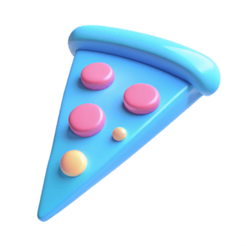 3d rendido azul pizza fatia com Rosa e amarelo coberturas png