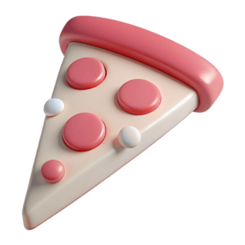3d rendido desenho animado pizza fatia com Rosa coberturas png