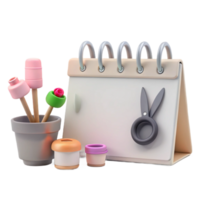 Cute Calendar with Flower Pot and Colorful Containers png
