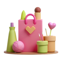 3D Rendered Cute and Colorful Objects on a Shelf png