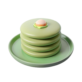 Stack of Round Green Objects with a Small Orange Object on Top png