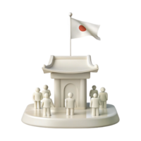 Japanese Flag Waving Over a Building With People png