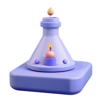 3D Render of a Purple Candle Holder with a Lit Candle png