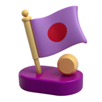 3D Render of a Flag with a Red Circle on a Purple Base png