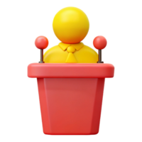 3D Render of a Speaker at a Podium png