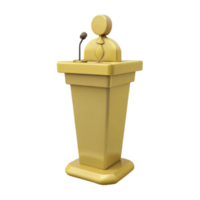 3D Rendering of a Golden Speaker s Podium png