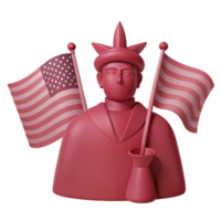 3D Render of a Statue Holding Flags png