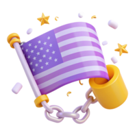 3D Rendered Patriotic Flag with Stars and Chains png