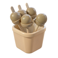 3D Render of Popsicles in a Container png