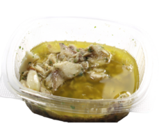 Luccio in salsa Marinated artichokes in olive oil in plastic container png