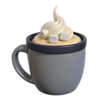 Whipped Cream and Marshmallow Topped Hot Drink in Mug png