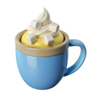 Whipped Cream and Marshmallows in a Blue Mug png