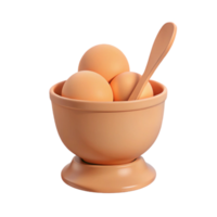 3D Render of Eggs in a Bowl with a Spoon png