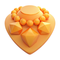 3D Render of a Golden Heart-Shaped Display with Gems and Beads png