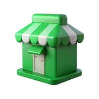Green Shop Icon with White Striped Awning png