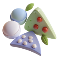Abstract 3D Shapes with Colorful, Geometric Design png