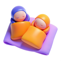 Cute 3D Rendered Illustration of Two Characters Sleeping in Bed png