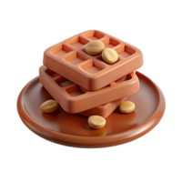 Stack of Waffles with Round Toppings on a Plate png