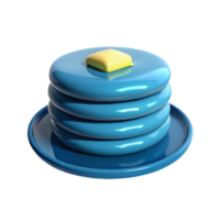 Blue Pancake Stack with Butter on a Plate png