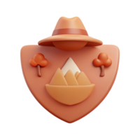 3D Mountain Illustration with Hat and Trees png