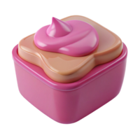 Pink and Tan 3D Object with a Cream Topping png