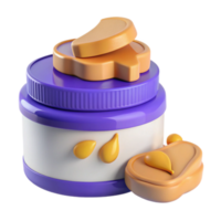 3D Render of a Jar of Honey with a Lid Open png