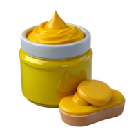 Jar of Yellow Creamy Substance with Round Disks png