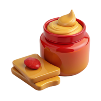 Creamy Yellow Spread in Red Jar with Two Toasted Bread Slices png