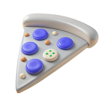 3d render do uma pizza fatia com colorida coberturas png