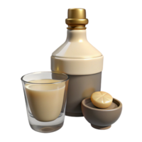 Creamy Beverage in Glass with Bottle and Lid png