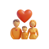 3D Render of Family with Heart Symbol png