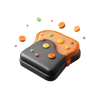 3D Render of a Toasted Sandwich with Colorful Sprinkles png