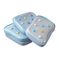 3D Rendered Blue and White Toasted Bread Slices with Colorful Sprinkles png