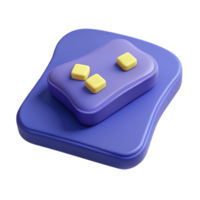 3D Rendered Purple and Yellow Buttons with Rounded Edges png