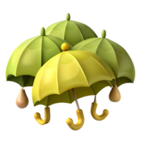 Three Cartoon Umbrellas in a Row png