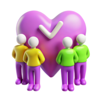 Group of People Standing in Front of a Heart with a Checkmark png