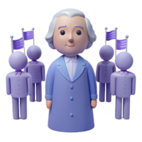 3D Rendered Illustration of a Person in a Suit Standing in Front of a Group of People with Flags png