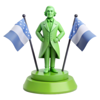 3D Rendered Statue with Two Flags png