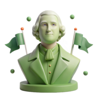 3D Render of a Green Bust with Flags png
