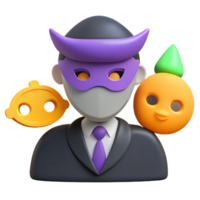 Mysterious Character with Mask and Fruit Friends png