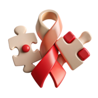 Red Ribbon and Puzzle Pieces A Symbol of Unity and Support png