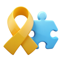 Yellow Ribbon and Blue Puzzle Piece Symbol of Support and Understanding png