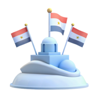 3D Rendered Model of a Building with Flags png