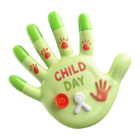 Child Day Celebration Colorful Hand with Paw Prints png