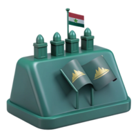 3D Model of a Hilltop with Flags and Towers png