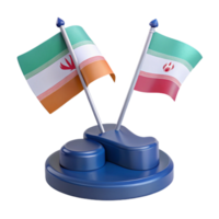 3D Render of Two Miniature Flags on a Blue Base png