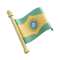 3D Render of a Waving Flag with a Sun and Circle Design png
