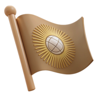 3D Render of a Flag with a Sun and Globe Design png