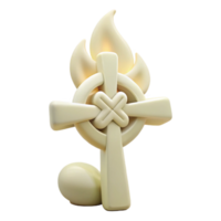 3D Render of a Celtic Cross with a Flame png