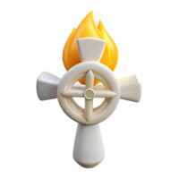 Celtic Cross with Flame 3D Render png